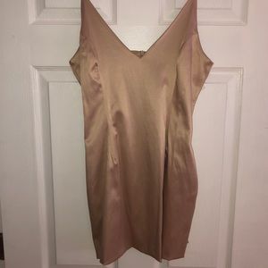 Satin champagne dress with tags on
